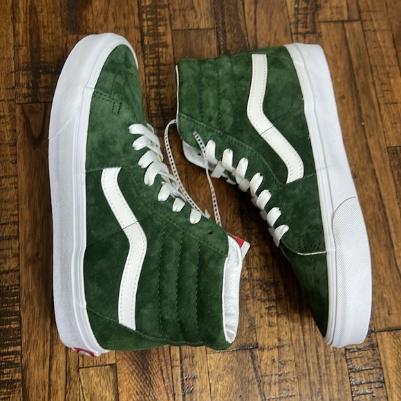 Vans Sk8 hi White and Green Sneakers in Douglas Fir Suede Waffle Sole HEIQ - Picture 7 of 13